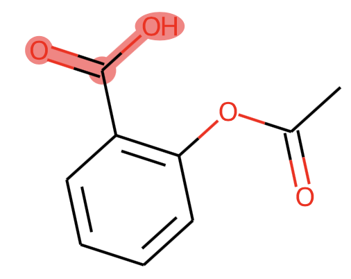 How to highlight the substructure of a molecule with thick red