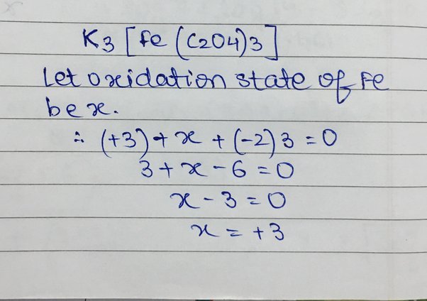 oxidation number of c in k3fe cn 6