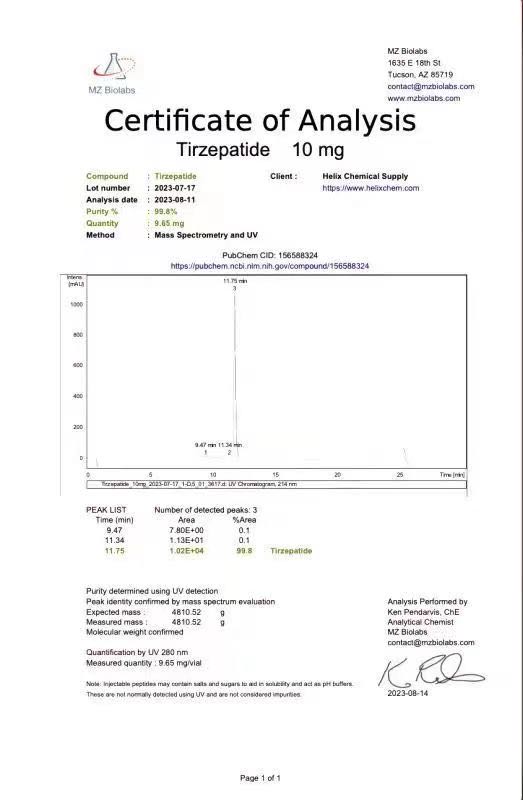 Buy Weight Loss Injection Peptide Purity Tirzepatide Ly