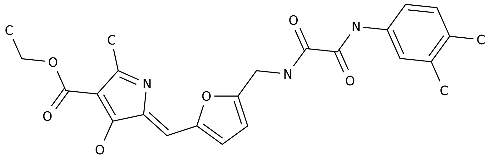 ethyl 5-{[5-({[(3,4-dimethylanilino)(oxo)acetyl]amino}methyl)-2-furyl]methylene}-2-methyl-4-oxo-4,5-dihydro-1H-pyrrole-3-carboxylate structure