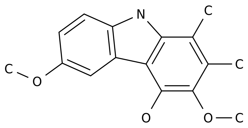 3,6-dimethoxy-1,2-dimethyl-9H-carbazol-4-ol structure