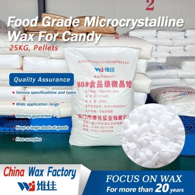 Food Grade Microcrystalline Wax For Candy 100% WHITE PELLETS NO.80 WEIJIA