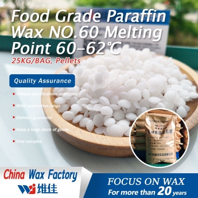 Food Grade Paraffin Wax NO.60 Melting Point 60-62  WHITE PELLETS 58,60 WEIJIA