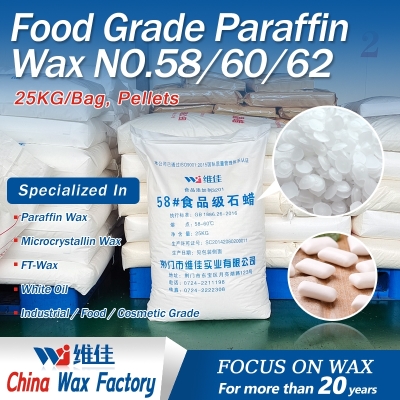 Food Grade Paraffin Wax NO.58/60/62 100% WHITE PELLETS 58,60 WEIJIA