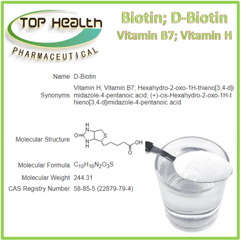 Biotin; D-Biotin (Vitamin H), Vitamin B7 2% Pure CAS No. 58-85-5