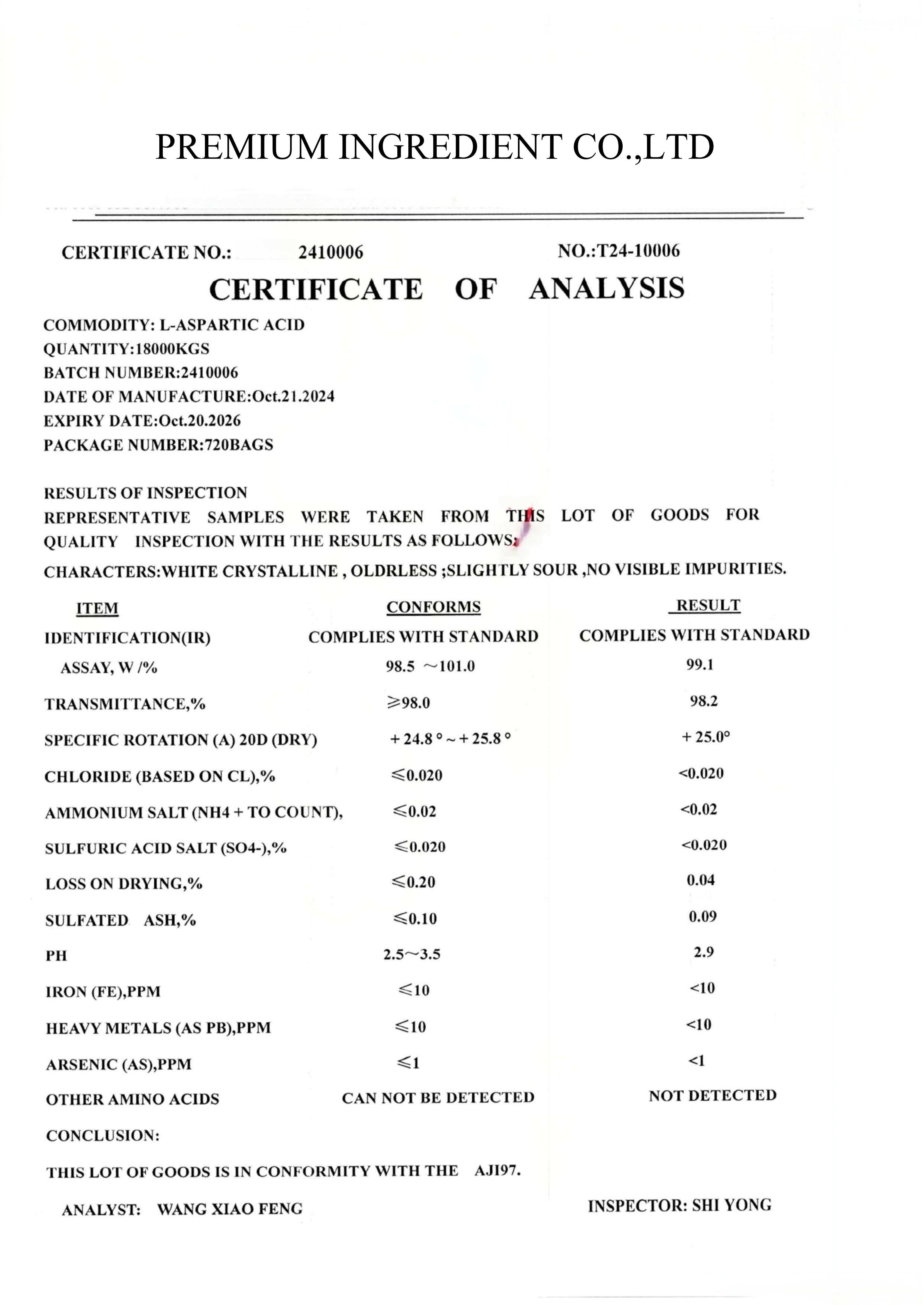 Shop Amino  acids L-Aspartic Acid Cas no. 56-84-8-Detailed Image 1